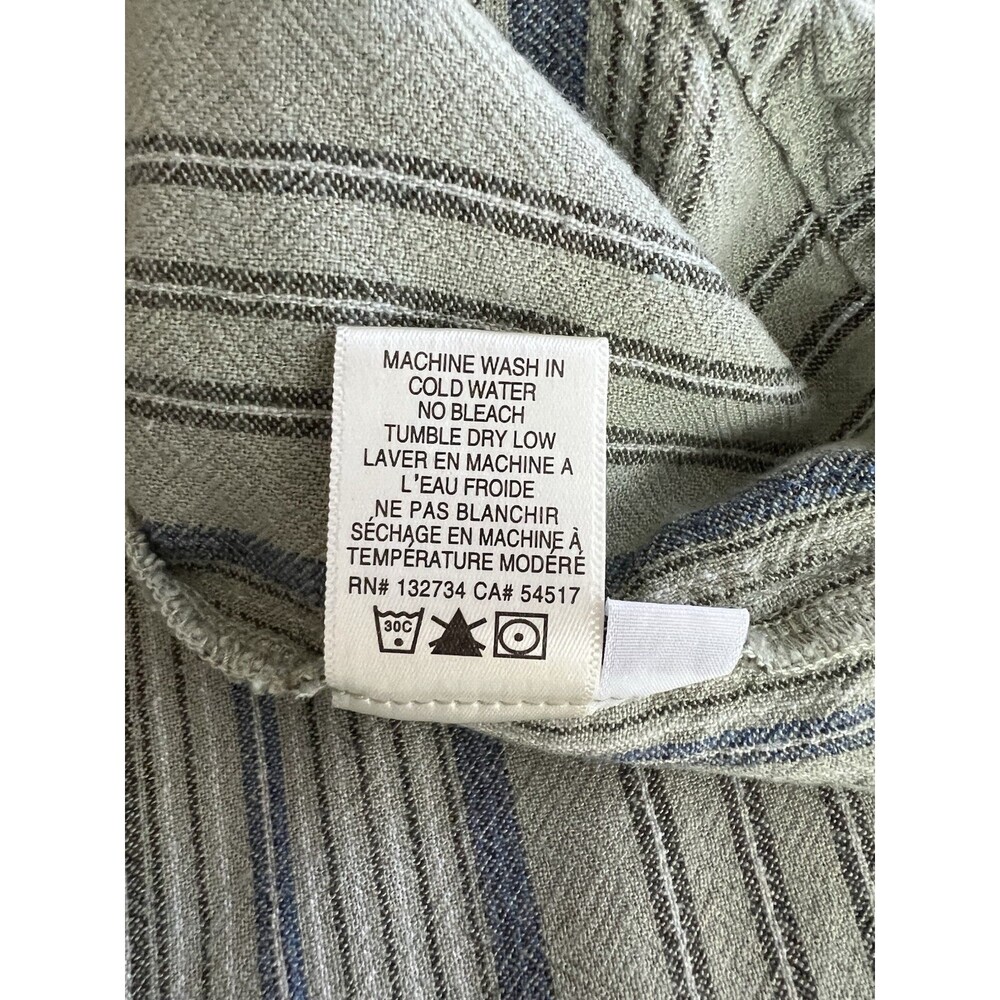 Cloth & Stone Short Sleeve Shirt Dress Button Back Linen Blend Green Stripe M - Picture 9 of 9